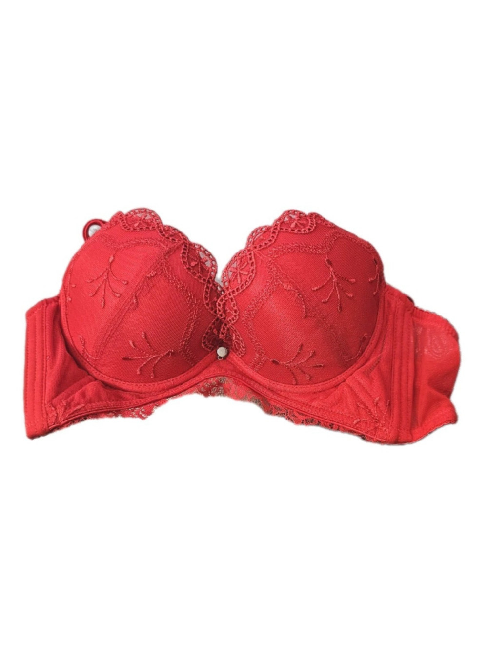 Inner Intimates 34B red lace plunge contour bra with underwire,embroidered Top